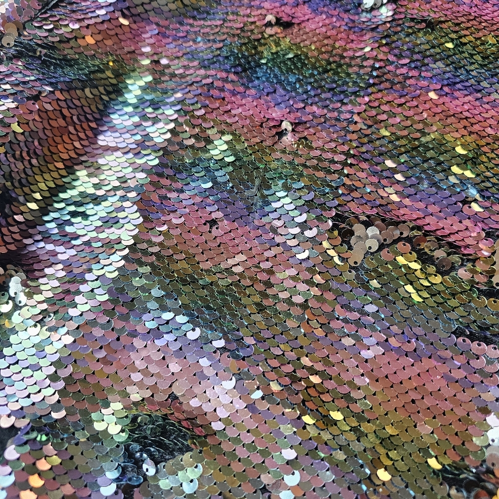 LULAROE ELEGANT STEVIE BOMBER JACKET size XL Rainbow Sequins Zipper Pocket - Picture 5 of 10